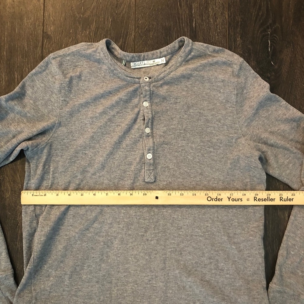 Criquet Shirt Mens Medium Grey Thermal Henley Long Sleeve Knit Dexter Morgan - Picture 5 of 9
